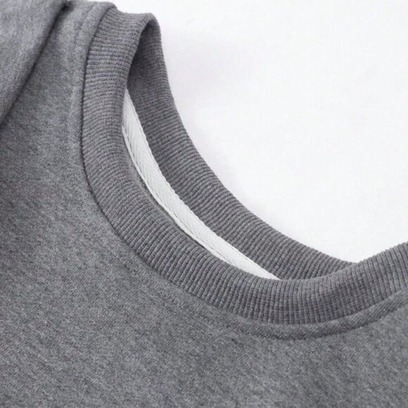 Grey Casual Women's Solid Color Long Sleeve Sweatshirt With Bow Decoration - Picture 6 of 6